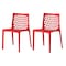 Homeroots Set of Two Red Heavy Duty Plastic Outdoor Stacking Dining Chairs, 2PK 565269 - alternate 1