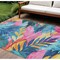 Homeroots 9' X 12' Sky Blue And Pink Floral Washable Indoor Outdoor Area Rug 611130 - alternate 1