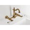 Kingston Brass Two-Handle Wall Mount Bridge Kitchen Faucet, Antique Brass KS2443WLL - alternate 3