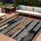 Homeroots 9' X 12' Black Gold And Brown Striped Washable Indoor Outdoor Area Rug 616644 - alternate 1