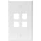 Leviton 4-Port Wallplate Unloaded, 1-Gang Use W/Snap-In Modules, Quickport WH 41080-4WP - alternate 1
