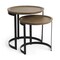 Homeroots Set of Two Brown and Black Solid Wood and Iron Round Nested Tables, 2PK 605367 - alternate 1