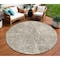 Homeroots 8' Beige Ivory And Black Round Geometric Washable Indoor Outdoor Area Rug 577549 - alternate 1
