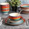 Gibson Home Rainbow 12 Piece Stoneware Dinnerware Set in Blue Multi 136939.12R - alternate 6