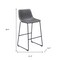 Homeroots Set of Two 29" Charcoal and Black Faux Leather and Steel Counter Height Bar Chairs, 2PK 555757 - alternate 4