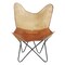 Homeroots 37" Brown Tan and Black Canvas And Leather Butterfly Chair 548249 - alternate 4