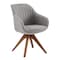 Homeroots 23" Gray Fabric And Natural Swivel Arm Chair 524856 - alternate 1
