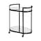 Homeroots Cyclider Black Metal With Two Mirror Glass Shelves Bar Cart 376020 - alternate 4