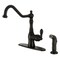Kingston Brass Single-Handle Kitchen Faucet with Side Sprayer, Matte Black GSY7700ACLSP - alternate 1