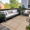 World Rug Gallery Contemporary Stripe Weather Resistant Reversible Indoor/Outdoor Rug 5 ft x 7 ft Natural WR113NATURAL5X7 - alternate 1