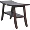 Homeroots 28" Dark Brown Teak Rectangular Shower Bench With Shelf 376690 - alternate 5