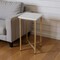 Homeroots 21" White and Gold Distressed Marble and Iron Square End Table 634867 - alternate 3
