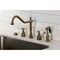 Kingston Brass Double-Handle Widespread Kitchen Faucet with Brass Sprayer, Antique Brass KB1793BPLBS - alternate 4