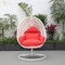 Leisuremod White Wicker Hanging Egg Swing Chair with Red Cushions ESCW-40R - alternate 5
