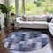 Homeroots 8' Navy Blue And Sky Blue Round Southwestern Washable Indoor Outdoor Area Rug 587334 - alternate 4