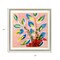 Homeroots Vibrant Pink And Blue Modern Floral Giclee Silver Framed Wall Art 649182 - alternate 2