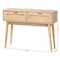 Baxton Studio Baird Mid-Century Modern Light Oak Brown Finished Wood and Rattan 2-Drawer Console Table 176-11250-Zoro - alternate 5
