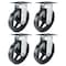 Hyw Products Heavy Duty Caster Set 8in Rubber on Cast Iron Wheels, 4 Rigid, 4PK 40-80R-A1-RC-4 - alternate 1