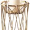 Homeroots 8" Antiqued Brass Distressed Geometric Metal And Glass Tabletop Hurricane Candle Holder 608518 - alternate 2