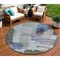 Homeroots 8' Blue Gray And Charcoal Round Abstract Washable Indoor Outdoor Area Rug 604374 - alternate 1