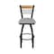 Holland Bar Stool Co 36in Swivel Extra Tall Bar Stool, Black Wrinkle Finish, Medium Back, Canter Folkstone Grey Seat 880 - alternate 4