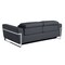 Homeroots 83" Dark Gray Italian Leather USB Reclining Sofa With Silver Legs 482206 - alternate 2