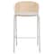 Leisuremod Ervilla Wicker Bar Stool with Fabric Seat and White Powder Coated Steel Frame, Beige EBW-31BG - alternate 5