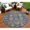Homeroots 8' Navy Blue Beige And Taupe Round Oriental Washable Indoor Outdoor Area Rug 582100 - alternate 1