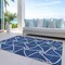 Homeroots 3' X 5' Blue And Ivory Geometric Washable Indoor Outdoor Area Rug 612863 - alternate 2
