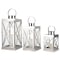 Homeroots Set of Three Clear And Silver Glass And Stainless Steel Tabletop Lantern Candle Holders, 3PK 719764 - alternate 1