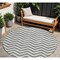 Homeroots 8' Gray And Ivory Round Chevron Washable Indoor Outdoor Area Rug 595315 - alternate 1