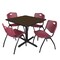 Regency Square Cain Breakroom Table W/ 4 M Stack Chairs, 42 in W, 42 in L, Neo Walnut TB4242NW47BY - alternate 1