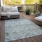 Homeroots 10' X 14' Artichoke Green Denim Blue And Silver Floral Washable Indoor Outdoor Area Rug 588857 - alternate 4