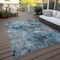 Homeroots 3' X 5' Teal Blue And Navy Blue Abstract Washable Indoor Outdoor Area Rug 581773 - alternate 4