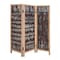 Homeroots 71" Brown Solid Wood Folding Three Panel Screen Room Divider 376806 - alternate 1