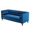 Homeroots Blue Velvet Upholstered Sofa with Bolster Pillows 473449 - alternate 1