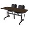 Regency Kobe Flip-Top Training Nesting Table W/ 2 M Stack Chairs, 60 in W, 24 in L, Neo Walnut MKFT6024NW47BK - alternate 1