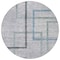 Homeroots 8' Gray Charcoal And Blue Round Geometric Washable Indoor Outdoor Area Rug 588340 - alternate 4
