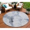 Homeroots 8' Navy Blue And Ivory Round Abstract Washable Indoor Outdoor Area Rug 582664 - alternate 1