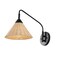 Jonathan Y Kiawah 11" 1-Light Vintage Coastal Rattan/Metal Swing Arm LED Sconce, Black/Natural JYL1602A - alternate 1