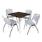 Regency Square Kahlo Breakroom Table W/ 4 M Stack Chairs, 30 in W, 30 in L, Neo Walnut TPL3030NWCM47GY - alternate 1