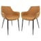 Leisuremod Markley Modern Leather Dining Arm Chair with Metal Legs, Light Brown, 2PK EC26BR2 - alternate 1