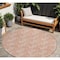 Homeroots 8' Salmon And Ivory Round Geometric Washable Indoor Outdoor Area Rug 595033 - alternate 1