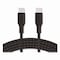 Belkin BOOST CHARGE Braided USB-C to USB-C Cable, 100 W Power Delivery, 6.6 ft, Black CAB014BT2MBK - alternate 5