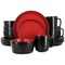 Elama Bacarra 16 Piece Stoneware Dinnerware Set in Two Tone Black and Red ELM-BACARRA-R - alternate 1