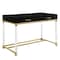 Homeroots 48" Black Clear and Gold Wood Acrylic and Stainless Steel Writing Desk With Two Drawers 543747 - alternate 1