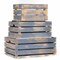 Homeroots Set of Three Organic Charcoal and Natural Distressed Wood Stacking Milk Crates, 3PK 471958 - alternate 1
