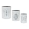 Homeroots Set of Three White And Gray Metal 9 Ounce Abstract Round Distressed Pot Planters, 3PK 517999 - alternate 1