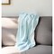 Homeroots 47" X 60" Aqua Cotton Woven Turkish Towel Throw Blanket with Fringe 548871 - alternate 3