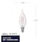 Bulbrite 40W Equiv Dimmable CA10 (E12) Candelabra Scrw Base Warm Wht Clear LED Filament Lght Bulb, 2700K, 4PK 861415 - alternate 3